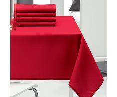 Les Ateliers du Linge - Nappe - Nappe rectangulaire - Nappe 100% Polyester - Nappe entretien facile - Nappe antitache - Nappe table salon - 140 x 240 - Rouge - Uni
