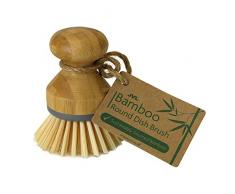 JVL Brosse Ronde en Bambou pour Pot de Fleurs Naturel