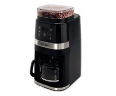 Cloer 5340 Cafetière filtre avec broyeur, réglage du degré de mouture, verseuse en verre pour jusquà 12 tasses, fonction minuteur et maintien au chaud, taille de filtre 1 x 4, 730 W, plastique, noir