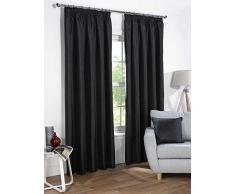 Art occultant Thermique Ensemble de Rideaux doublés plissés prêts à 228,6 x 228,6 cm 228 cm Noir