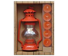 laroom 12934 â Set Cadeau Lanterne Porta-velas extérieur, Couleur Rouge