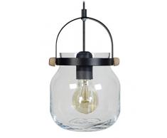 Tosel 16080 Photophore, Verre Soufflé/Métal/Peinture Ãpoxy, Transparent, 160 x 900 mm