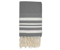 Moorish Idol - Fouta Nid dAbeille Lurex- 100cm x 200cm- Gris Moyen/Argent