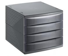 Rotho 1108008853 Boîte de Bureau Quadra avec 4 tiroirs, Plastique, Anthracite, 45 x 35 x 25 cm
