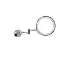 Gerson Miroir Mural grossissant Double Bras Lumineux LED - chromé - ø20 cm