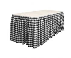 La Jupe de Table à Carreaux en Lin avec 25 l-Clips, Polyester, Blanc/Noir, 30-Ft x 29 , Lot de 26