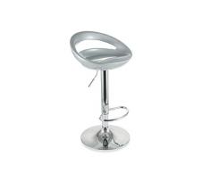 Galileo Casa Lot de 2 tabourets Bar Silver avec Dossier, Acier/Argent