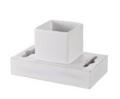 Haceka 1127079 Porte Brosse à Dents Céramique Blanc FSC couleur Bois Blanc