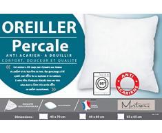 laurentmortreux Oreiller Coton Percale 60x60, Polyester, Blanc