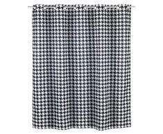 Wenko Rideau de Douche Fashion Flex Anti Antibactérien, Hydrofuge, Lavable, résistant à la moisissure, avec Dispositif de Suspension intégré, Polyester, Noir, Dimensions (L x H) : 180 x 200 cm