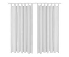 vidaXL 130359 Lot de 2 Rideaux en Micro-Satin occultant 140 x 175 cm Blanc