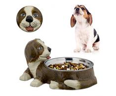 Relaxdays 10028994 Gamelle Chien en Fonte de Fer antiquitÃ© Eau Croquette Nourriture Bol INOX, HLP 17,5 x 32,5 x 24,5 cm, Brun, Marron, Double Ã©cuelle