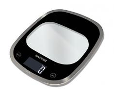 Balance numérique de cuisine Salter Curve - Balance de cuisson électronique en verre élégant pour la maison, pesez les aliments jusquà 5 kg + liquides en ml et en fl. Oz. 15 ans de garantie â noir