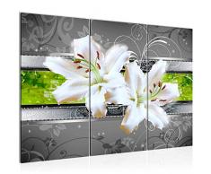 Tableau decoration murale Lys de Fleurs 120 x 80 cm - XXL Impression sur Toile Salon Appartment 3 Parties - prÃªt Ã accrocher - 206931a