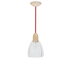 Tosel 17026 Suspension 1 Lumière, Verre/, E27, 40 W, Transparent, 15,5 x 90 cm