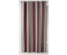 HomeMaison Rideau Rayure Tissee Teint - Oeillets Ronds Bronze, Coton, Marsala, 1x135x260 cm