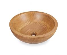 relaxdays Lavabo, Bassin Rond en Bambou, sans Robinet, Design, Salle de Bain â 43 cm, Naturel