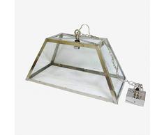 Better & Best Casa Rctg Plafonnier en forme de pyramide rectangulaire en verre et mÃ©tal, dimensions 64 x 32 x 35 cm, couleur : transparent et argentÃ©,