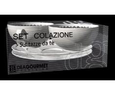 Deagourmet 164, Set 2 Tasses et 2 soucoupes Trame, Porcelaine Blanche