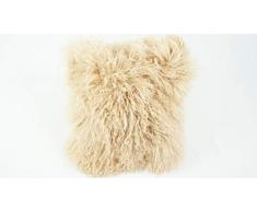 bokke Tibet Coussin en Fourrure dagneau Beige Naturel 40 x 40 cm