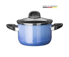Silit Modesto Line Faitout haut 20 cm, couvercle en verre, marmite à viande 3,7 l, céramique fonctionnelle Silargan, casserole à induction, bleu