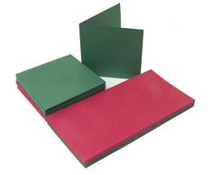 The Paper Palace Le Palais de Papier 50Â Cartes et enveloppes 12,7Â x 12,7Â cm, Rouge/Vert