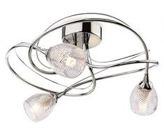 Firstlight Henley Plafonnier chromé avec verre décoratif transparent, Chrome With Clear Decorative Glass, Three Light 230volts