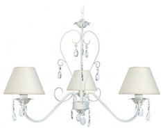 Tosel 20894 Lustre, Tube et tÃ´le Acier, Peinture Ã©poxy, Pampilles ver, E14, 60 W, Blanc cÃ©rusÃ©