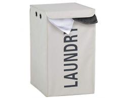 BAKAJI Panier Ã Linge Sale en Tissu avec Couvercle et poignÃ©es, crÃ¨me, 36 x 36 x 56 cm, Multicolore, Unique