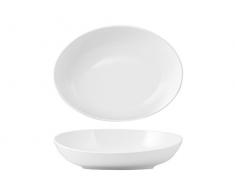 H&H Table Hotelware Coupe Ovale obli, Porcelaine, Blanc, 41Â x 29Â x 14Â cm