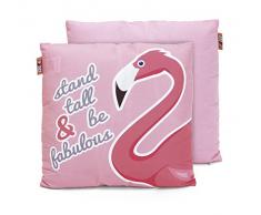 ZASKA ZK50095 Coussin imprimÃ© 40x40cm Flamant Rose, 100% Polyester, 40 x 40 cm