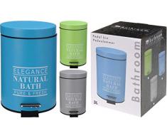 Mazali 092800150 Nouvelle élégance Naturelles Bain Pur et fraîcheur Poubelle à Pédale Nettoyer, métal, Bleu, 20,2 x 19.89 x 26,9 cm