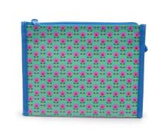NOI Home A-102584 Trousse Ã Maquillage avec Fleurs Turquoise 21,5 x 16 x 1 cm