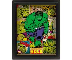 marvel Retro 10 x 8 cm, Hulk Petit Poster 3D encadré Multicolore