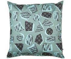 Maison Martin Morel 0660042082039 Coussin Patchwork Verso Wave Coton Multicolore/Noir 8 x 40 cm