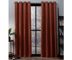 Exclusif Home Oxford texturé en Satin de Coton Thermique pièce Obscurcir Grommet Top fenêtre Panneau de Rideau Paire, la Mecque, Orange, 52 x 96 cm