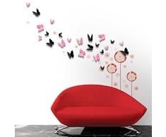 Walplus WS3018 Rouge Pissenlit Plus Noir 3D Mégot Plus Rose 3D Mégot Autocollant Mural Combo Paquet Murals Maternelle Bureau Maison Décoration