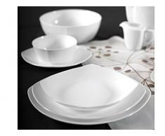 H&H Saladier CarrÃ©, Bone China, Blanc, 22,5 cm