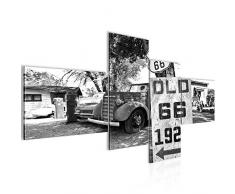 Tableau decoration murale Vintage Car Route 66 200 x 100 cm - XXL Impression sur Toile Salon Appartment 4 Parties - prÃªt Ã accrocher - 609841c