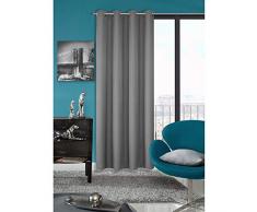 Eurofirany Rideau en Acier Gris avec Åillets uni Mat 150 g/mÂ² 140 x 250 cm Minimal Moderne pour Le Salon ou la Chambre Ã Coucher.
