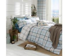 Catalina Ensembles Lansfield Kelso Personne Parure Housse de Couette Coton Bleu Oeuf de Canard sur Une Place