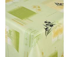 Venilia Olivier Rectangle Nappe Vert Olive Linge de Table Toile cirÃ©e Maintenance rÃ©duite hydrophobes, Polyester, PVC, rectangulaire, 140Â x 160Â cm, 55051, 140 x 200 cm