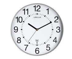 Unillux Wave Pendule de bureau SystÃ¨me Quartz Radio-pilotÃ©e et Lisible jusquÃ 35 m Ã 30 cm Gris mÃ©tal