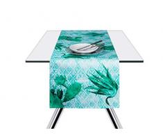 Excelsa Barrio de Nappe Chemin de Table, Coton, Vert avec Motif Cactus, 45Â x 140