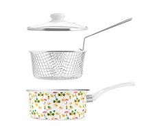 H&H 731631 Flamingo Friteuse Ã©maillÃ©e 1 poignÃ©e avec panier 18 cm