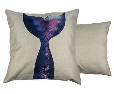 Out of the blue Coussin, Queue de sirÃ¨ne, avec Fermeture Ã glissiÃ¨re, Toile, Multicolore, 40 x 0,4 x 8 cm