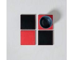 FreeForm FFCO1179X4 Set de 4 Dessous de Verre carrÃ©-Rouge/Noir, 10 x 10 cm