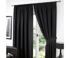 Dreamscene Rideaux plissÃ©s 116,8Â x 182,9Â cm occultant, Polyester, Tissu, Noir, 116,8Â cm de Large x 182,9Â cm de Hauteur