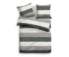 TOM TAILOR 0849790 Parure de lit en Flanelle mÃ©langÃ© avec taie doreiller (Coton 60 % recyclÃ©) 1 Housse de Couette 155 x 220 cm + 1 taie doreiller 80 x 80 cm Noir