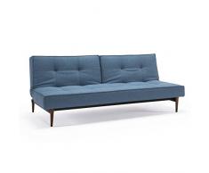 INNOVATION LIVING Canape SPLITBACK Styletto Mixed Dance_Light Blue convertible lit 115*200 cm piétement noyer